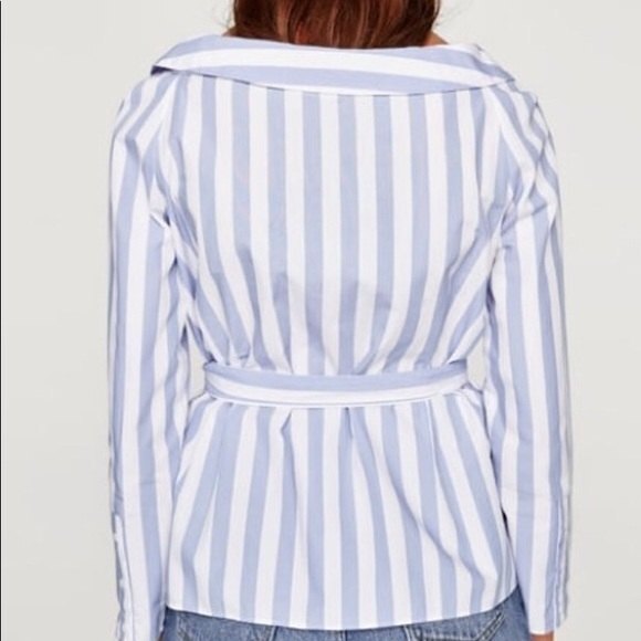 Zara Striped Wrap Blouse S - Picture 2 of 10